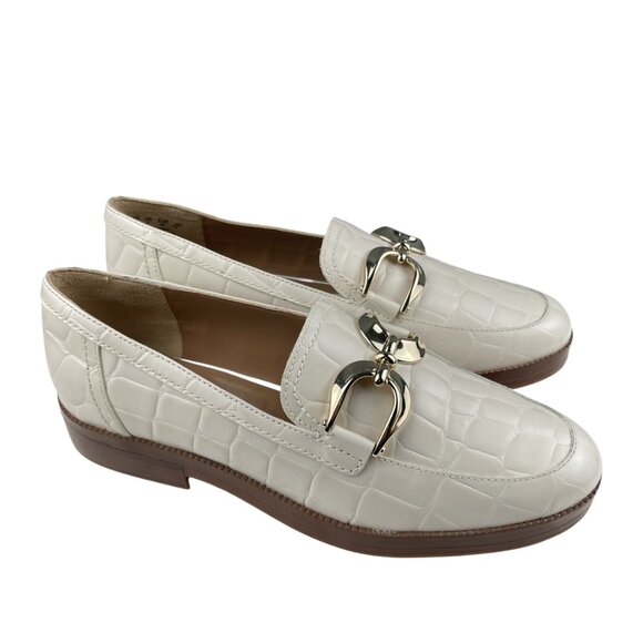 27 Edit Naturalizer Women's Beline Loafers 7.5 M Leather Slip On Croc Embossed - Picture 1 of 12